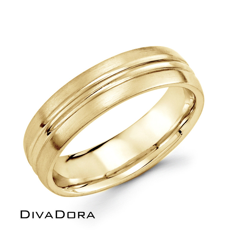 Grooved + Brushed Band - Yellow Gold