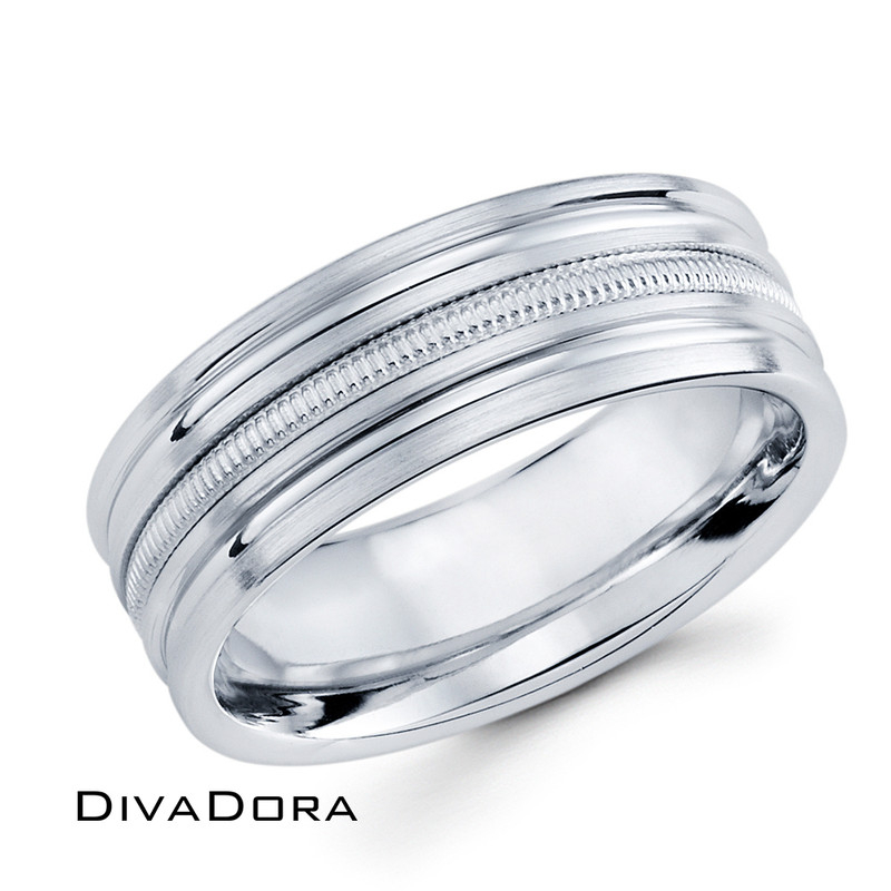 Light Brushed Wedding Band - White Gold