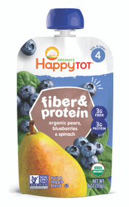 HAPPY TOT ORGANICS FIBER & PROTEIN, PEARS, BLUEBERRIES AND SPINACH ( 16X4 OZ )
