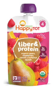 HAPPY TOT ORGANIC FIBER AND PROTEIN, PEAR RASPBERRY BUTTERNUT SQUASH AND CARROT ( 16X4 OZ )