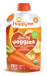 HAPPY TOT LOVE MY VEGGIES ORGANIC CARROT BANANA MANGO AND SWEET POTATO BLEND ( 16X4.22 OZ )