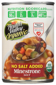 HEALTH VALLEY MINESTRONE SOUP NO SALT ( 12X15 OZ )