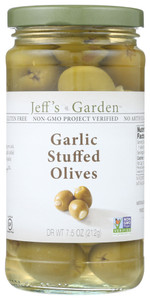 JEFF'S NATURALS GARLIC STFD OLIVES ( 6X7.5OZ )