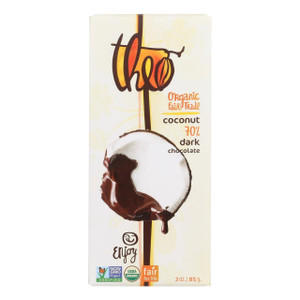 THEO CHOCOLATE ORGANIC DARK CHOCOLATE WITH TOASTED COCONUT BAR ( 12X3OZ )