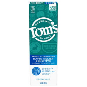 TOM'S OF MAINE RAPID RELIEF SENSITIVE FLUORIDE-FREE NATURAL TOOTHPASTE FRESH MINT ( 6X4 OZ )