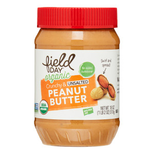 FIELD DAY ORGANIC EASY SPREAD PEANUT BUTTER, CRUNCHY, NO SALT ( 12X18OZ )