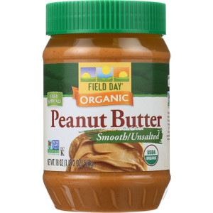 FIELD DAY ORGANIC EASY SPREAD PEANUT BUTTER, SMOOTH, NO SALT ( 12X18OZ )