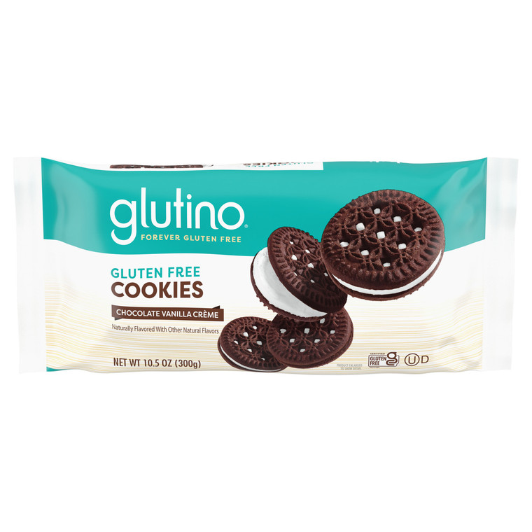 GLUTINO CHOCOLATE VANILLA CREME COOKIES ( 12X10.6 OZ )