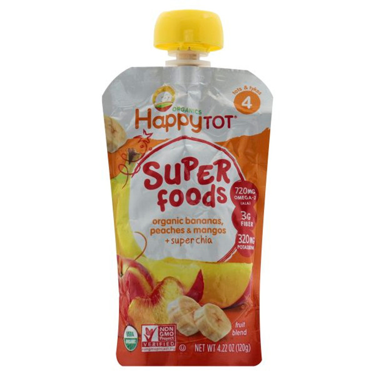 HAPPY TOT ORGANIC STAGE 4 POUCH FOOD BANANA, MANGO & PEACH ( 16X4.22 OZ )