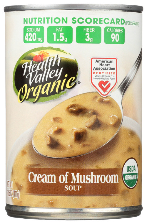 HEALTH VALLEY CREAM MUSHROOM SOUP ( 12X14.5 OZ )