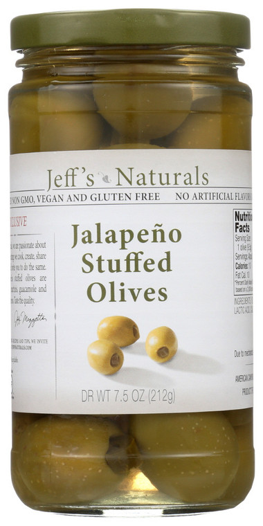 JEFF'S NATURALS JALAPENO STFD OLIVES ( 6X7.5OZ )