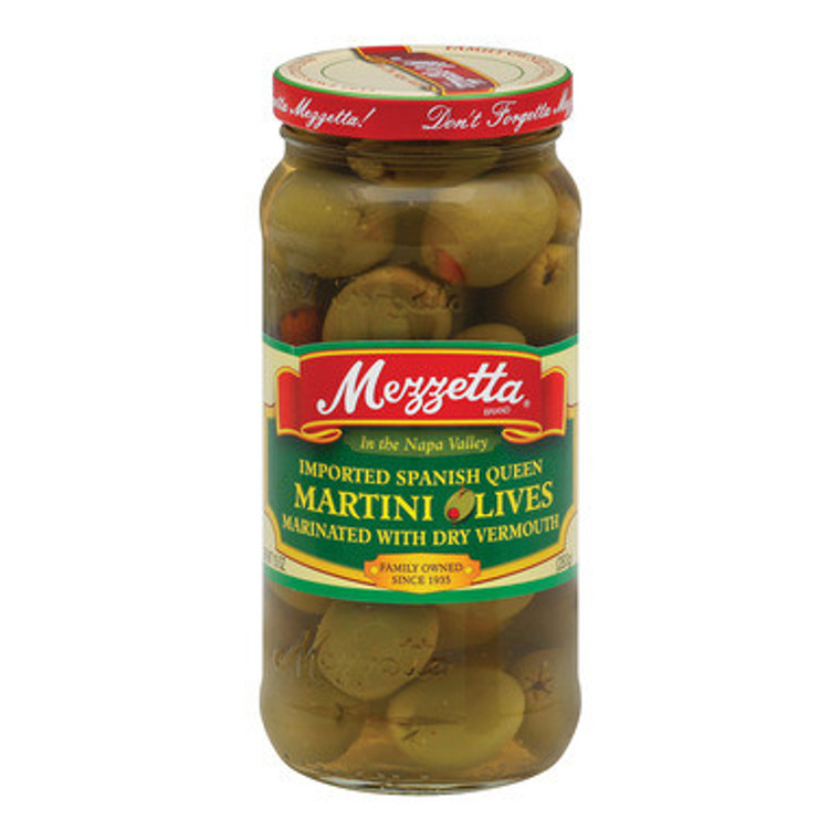 MEZZETTA SPANISH QUEEN MARTINI OLIVES MARINATED DRY VERMOUTH ( 6X10OZ )
