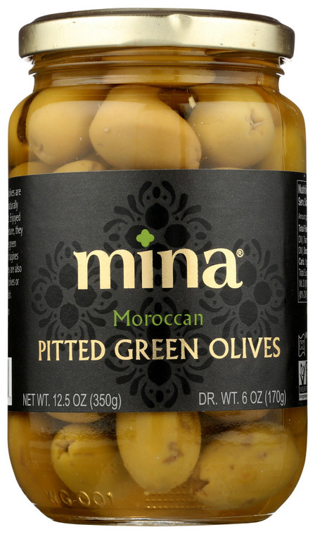 MINA GREEN PITTED OLIVES ( 6 X 12.5 OZ )