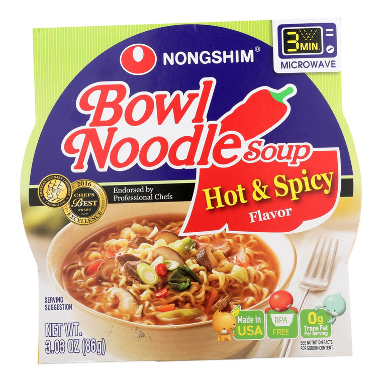 NONG SHIM BOWL NOODLES HOT ( 12X3.03OZ )