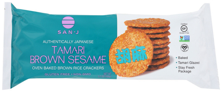 SAN-J SESAME BROWN RICE CRACKERS ( 12X3.7 OZ )