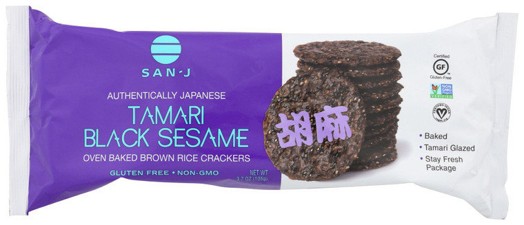SAN-J BLACK SESAME BROWN RICE CRACKERS ( 12X3.7 OZ )