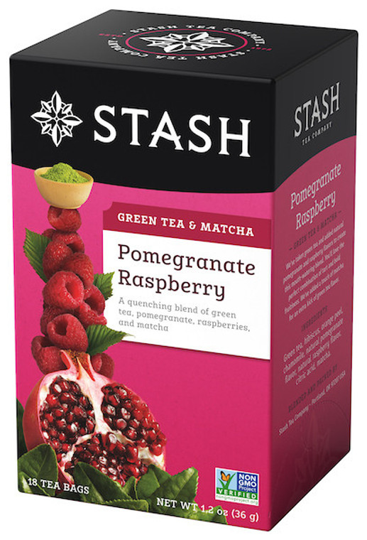 STASH TEA POMEGRANTE RASPBERRY WITH MATCHA TEA ( 6X18 BAG )