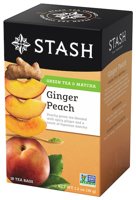 STASH TEA GINGER PEACH GREEN TEA ( 6X18 BAG )