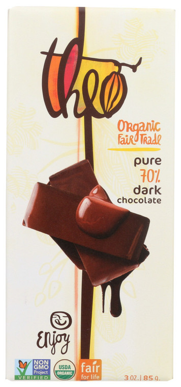THEO CHOCOLATE DARK CHOCOLATE 70% CACAO BAR ( 12X3OZ )