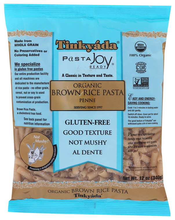 TINKYADA ORGANIC BROWN RICE PENNE PASTA GLUTEN FREE ( 12X12 OZ )