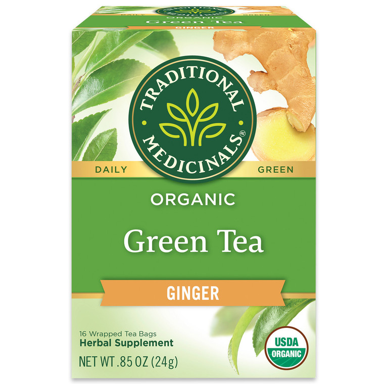 TRADITIONAL MEDICINALS GREEN TEA WITH GINGER ( 6X16 BAG )