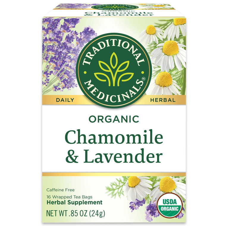 TRADITIONAL MEDICINALS ORG CHAMOMILE CLASSIC TEA + LAVENDER ( 6X16 BAG )