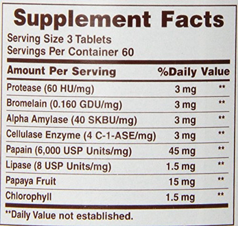 AMERICAN HEALTH SUPER PAPAYA ENZYME PLUS ( 1X180 TAB )