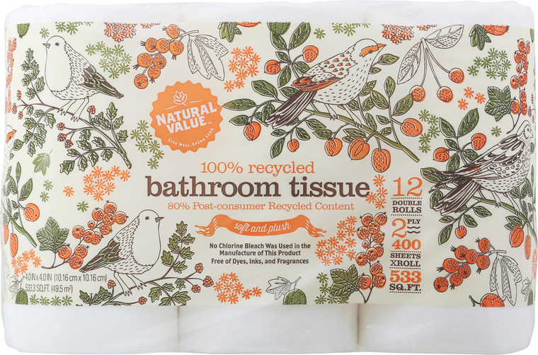 NATURAL VALUE 400CT/ROLL BTH TISSUE ( 4X12PACK )