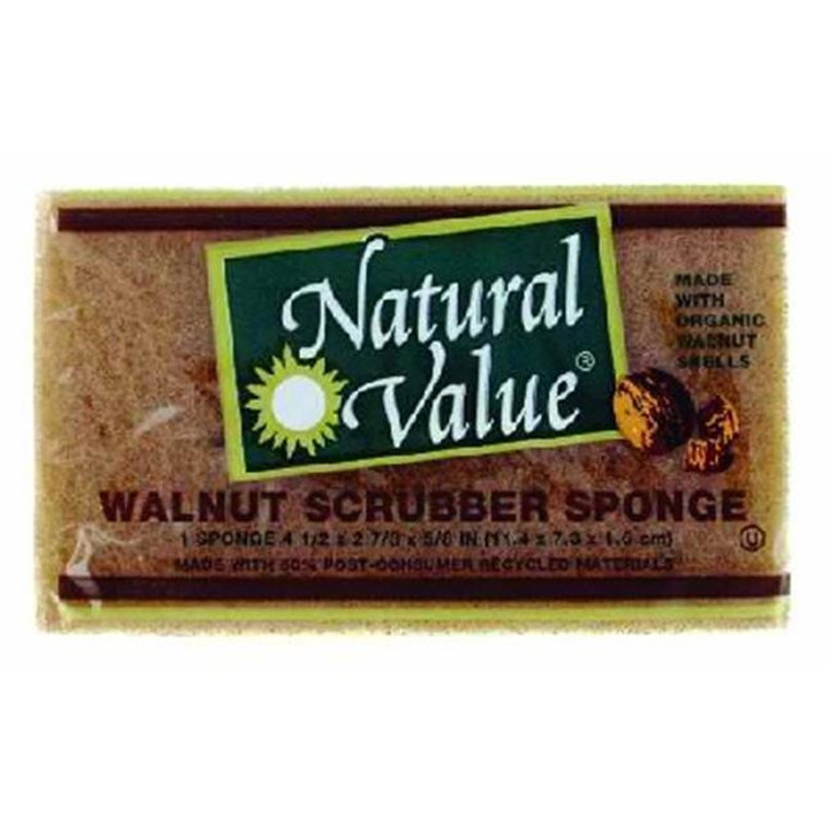 NATURAL VALUE SCRUB SPONGE WALNT SHL ( 24X1EACH )