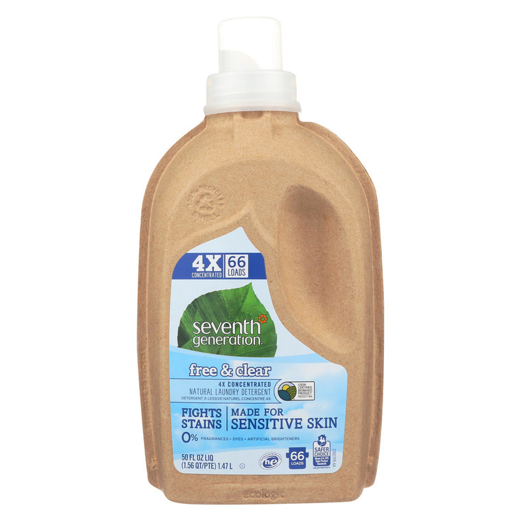SEVENTH GENERATION LIQUID LAUNDRY, 4X FREE & CLEAR ( 6X50 OZ )