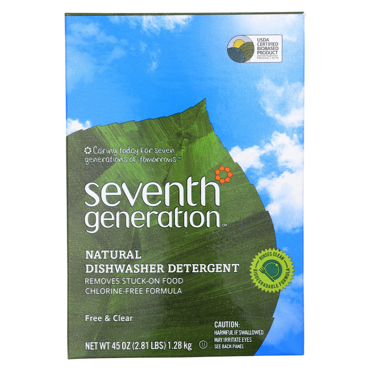 SEVENTH GENERATION FREE & CLEAR AUTOMATIC DISHWASHER POWDER ( 12X45 OZ )