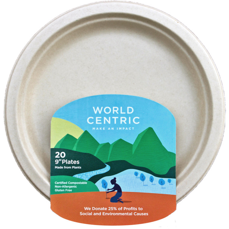 WORLD CENTRIC FIBER PLATE 9IN ( 12X20 CT )