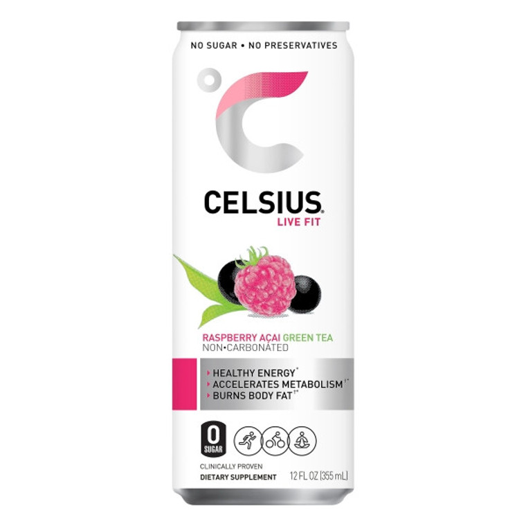CELSIUS RASPBERRY ACAI GREEN TEA NON-CARBONATED ( 12 X 12 OZ )