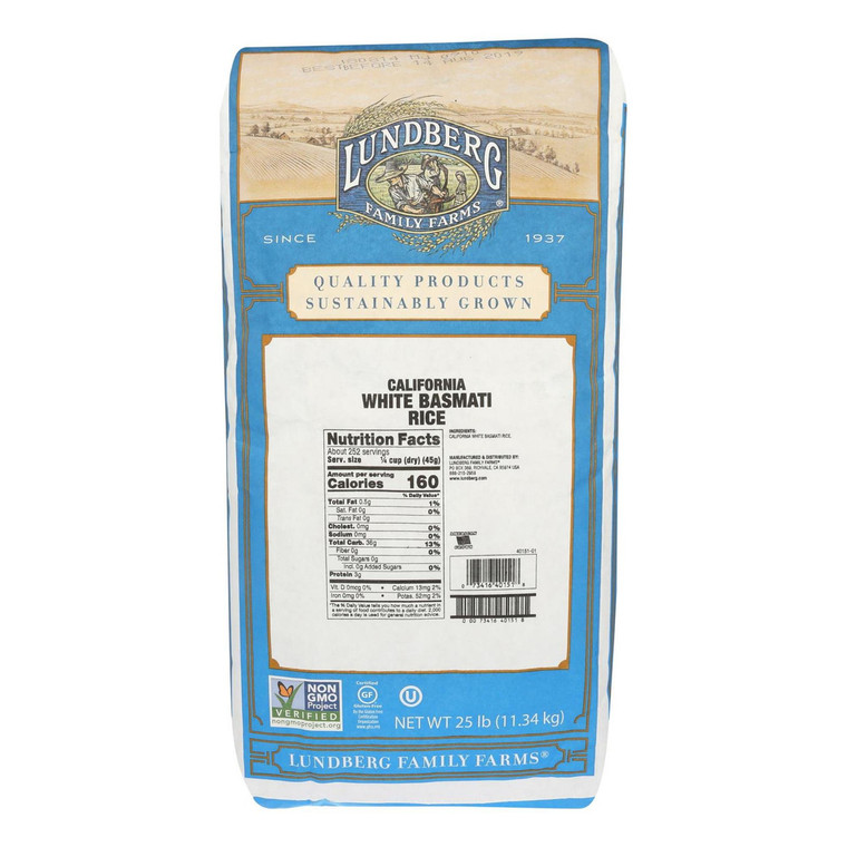 LUNDBERG FARMS ECO-FARMED BASMATI WHITE RICE ( 1X25LB )