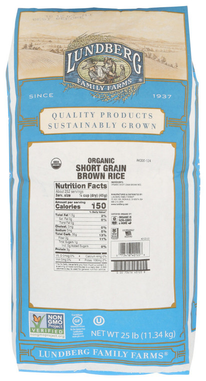 LUNDBERG FARMS BROWN SHORT RICE ( 1X25LB )