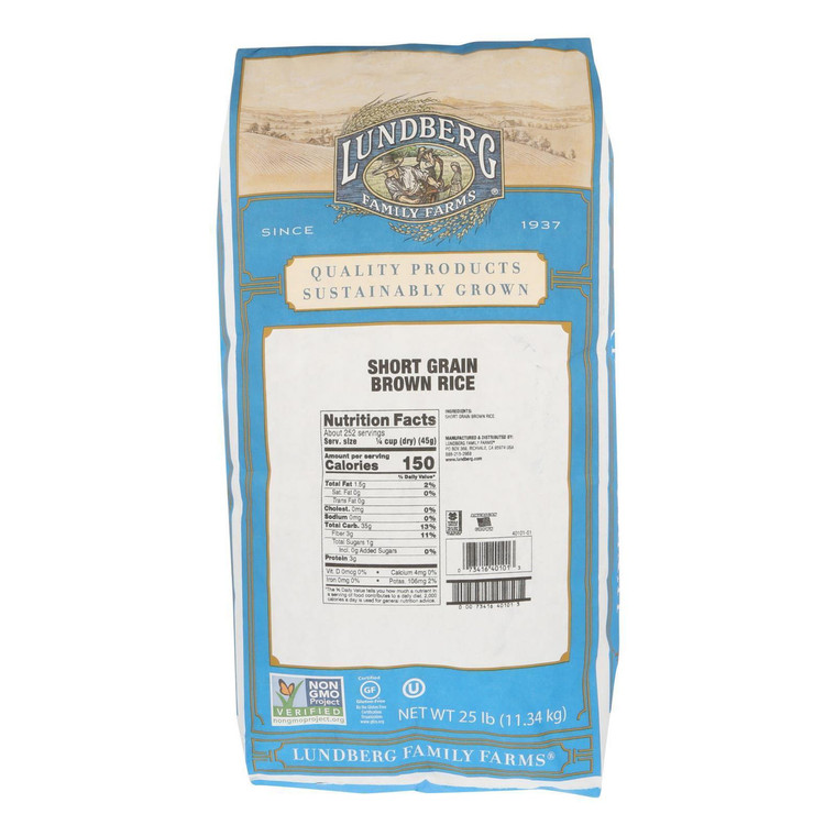 LUNDBERG FARMS ECO-FR SHORT BROWN RICE ( 1X25LB )