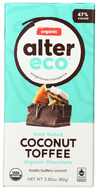 ALTER ECO DARK CHOCOLATE COCONUT & TOFFEE ( 12X2.82 OZ )