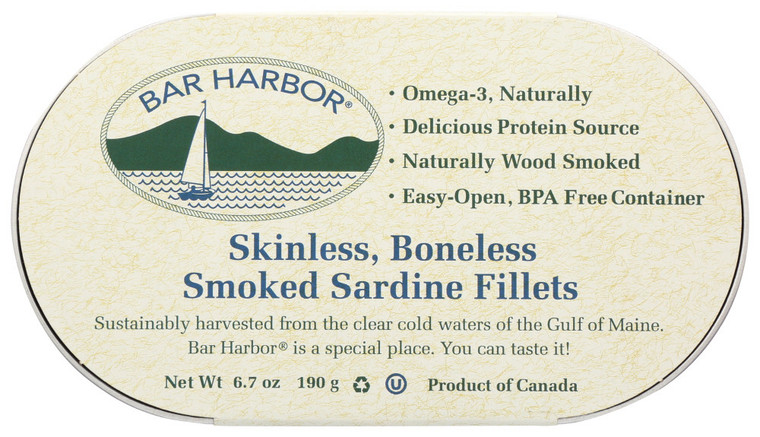 BAR HARBOR SMOKED BONELESS SKINLESS SARDINES ( 12X6.7 OZ )