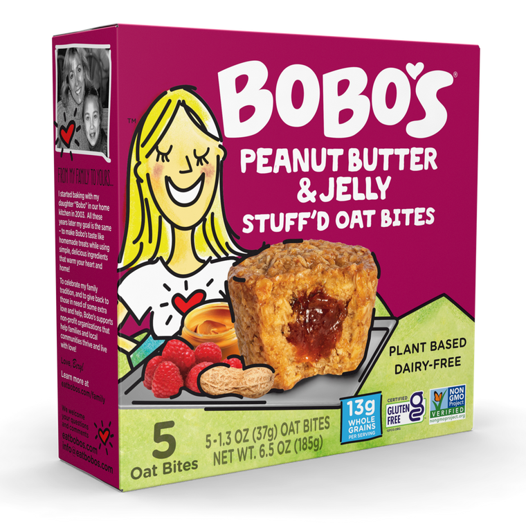 BOBO'S OAT BARS BITES, PEANUTBUTTER & JELLY ( 6X5X1.3 OZ )