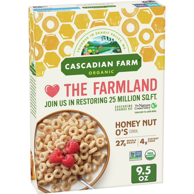 CASCADIAN FARM HONEY NUT O'S CER ( 12X9.5OZ )
