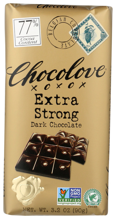 CHOCOLOVE EXTRA STRONG DARK CHOCOLATE BAR ( 12X3.2 OZ )