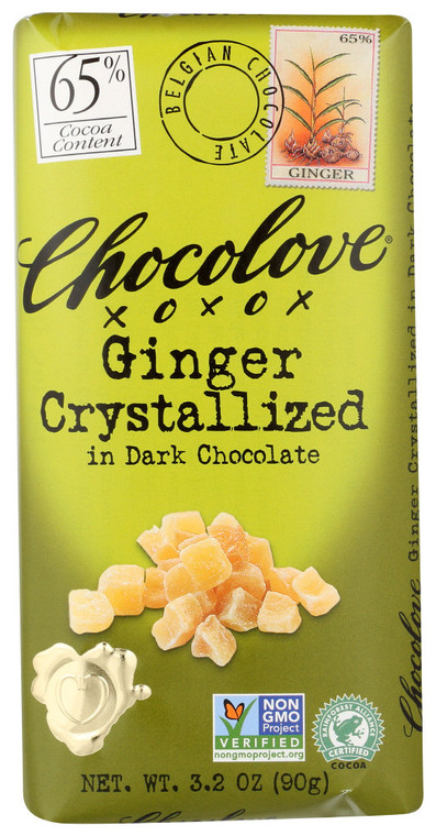 CHOCOLOVE DARK CHOCOLATE BAR CRYSTALLIZED GINGER ( 12X3.2 OZ )