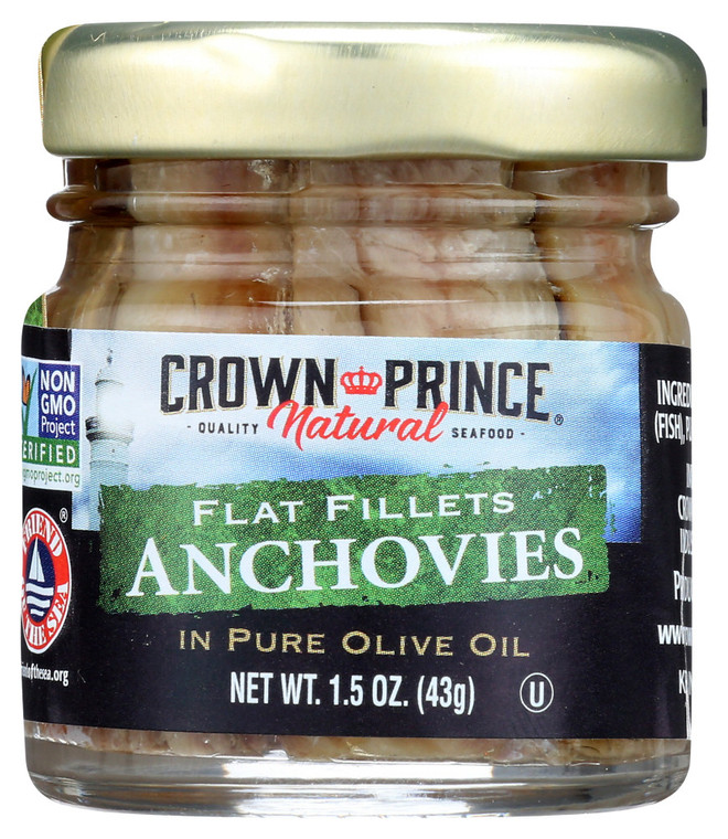 CROWN PRINCE FLAT ANCHOVIES IN OIL ( 18X1.5 OZ )