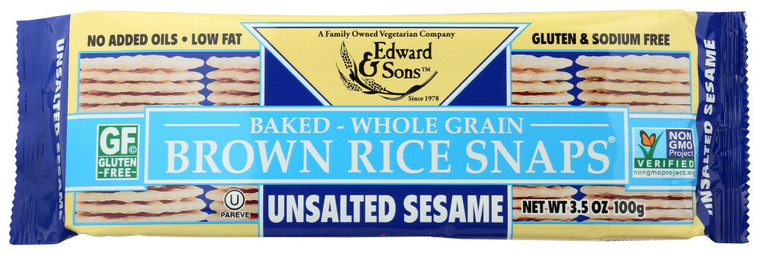 EDWARD & SONS SESAME UNSALTED FAT FREE SNAPS ( 12X3.5 OZ )