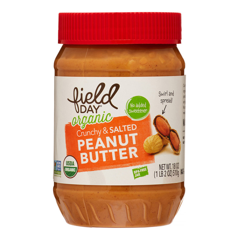 FIELD DAY ORGANIC EASY SPREAD PEANUT BUTTER, CRUNCHY, SALTED ( 12X18OZ )