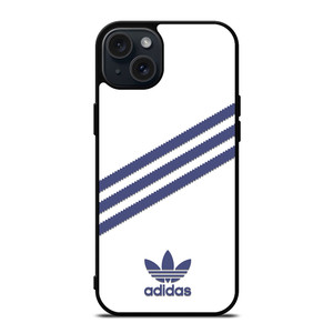 ADIDAS ORIGINALS STRIPES WHITE ROYAL BLUE iPhone 15 Plus Case Cover ADIDAS ORIGINALS STRIPES WHITE ROYAL BLUE iPhone 15 Plus Case Cover