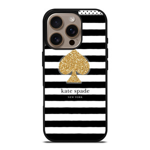 KATE SPADE NEW YORK GOLD LOGO STRIPES PATTERN iPhone 16 Pro Case Cover KATE SPADE NEW YORK GOLD LOGO STRIPES PATTERN iPhone 16 Pro Case Cover