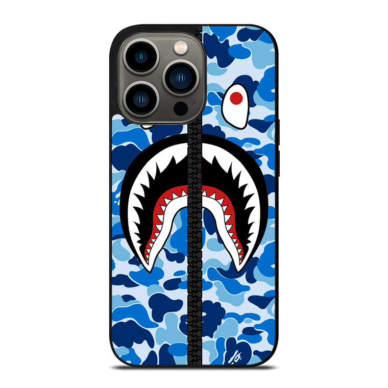 BAPE SHARK CAMO BLUE ZIP iPhone 13 Pro Case Cover