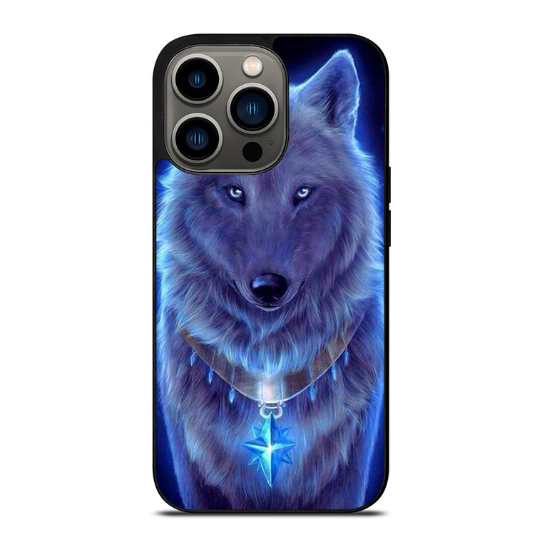 BLUE EYE GRAY FANTASY WOLF iPhone 13 Pro Case Cover