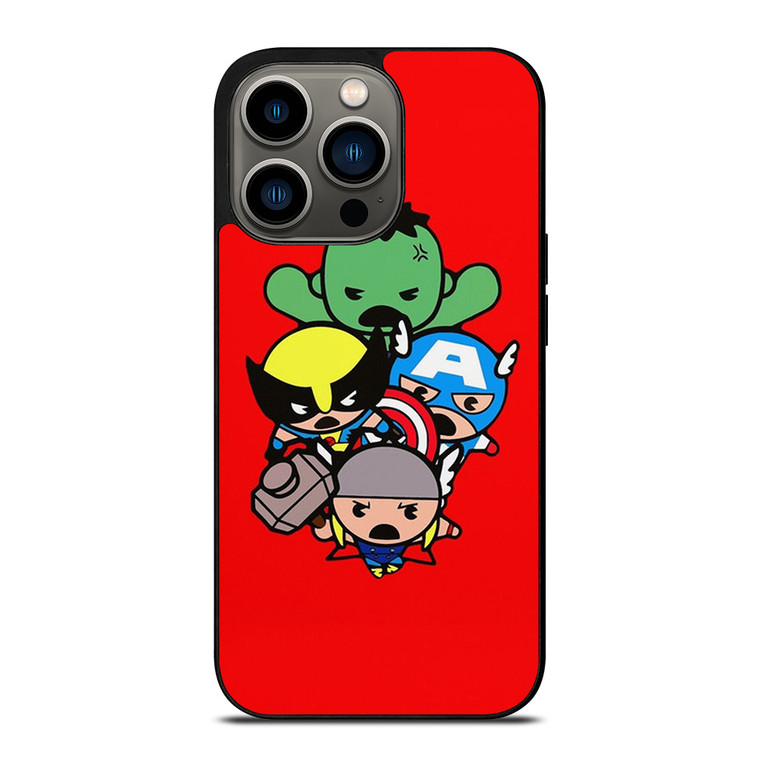 KAWAII CAPTAIN AMERICA HULK THOR WOLVERINE Marvel Avengers iPhone 13 Pro Case Cover